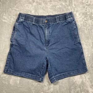 John Blair Denim Shorts Mens 36 Blue Elastic Waist Stretch Casual Medium Wash